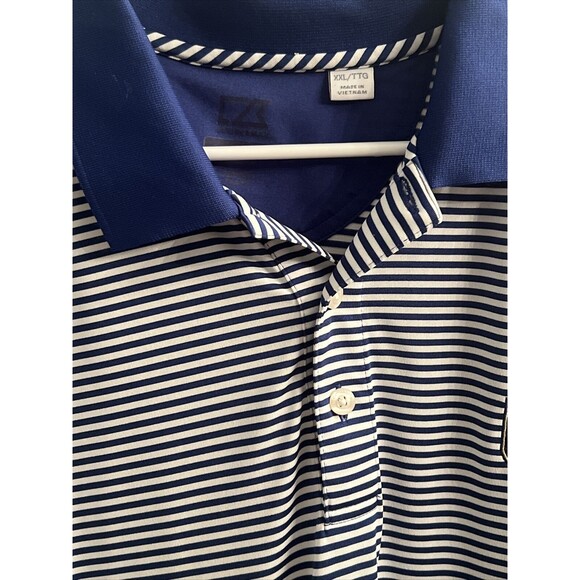 World Golf Hall of Fame Polo Shirt XXL 2XL Blue White Stripes Embroidered Logo - Picture 5 of 7
